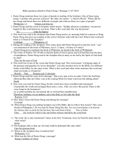 Bible questions related to Pastor Doug`s Message 11-07-2010