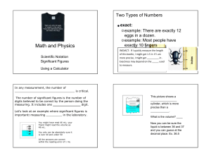 Math and Physics Scientific Notation Significant Figures Using a