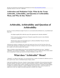 Arbitration and Mediation FAQs: What do the Terms Arbitrable