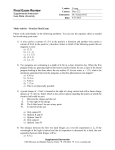 Worksheet for Final Exam Review