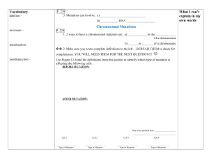 Vocabulary deletion – inversion – translocation – nondisjunction