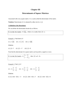 Chapter III Determinants of Square Matrices Associated with every