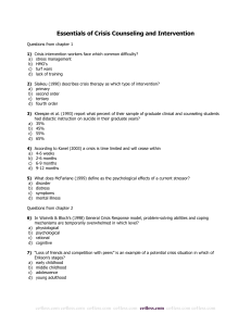 Essentials of Crisis Counseling and Intervention