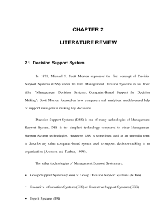 CHAPTER 2 LITERATURE REVIEW 2.1. Decision Support System