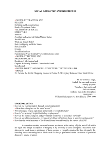 SOCIAL INTERACTION AND SOCIAL STRUCTURE SOCIAL