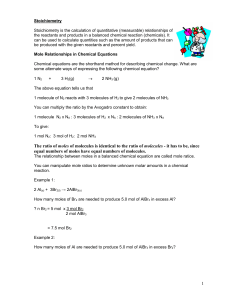 Stoichiometry - Chemistry 11