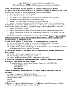 Study Guide for History of Latin America Unit Test