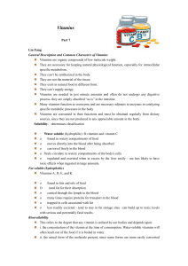 Vitamins - Food Nutrition