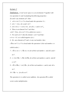 lecture 1 Definition : A real vector space is a set of elements V