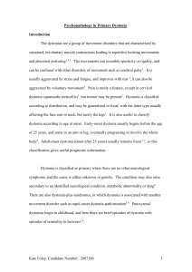 Psychopathology in Primary Dystonia