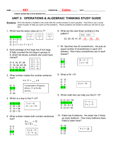Operations and Algebraic Thinking STUDY