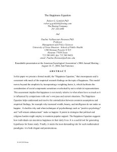 ASA 2004 Abstract – Happiness equation