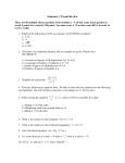 Algebra 2 Semester 1 Review