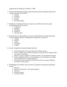 Sample Exam IV Questions, November 17, 2006