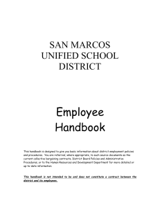 SAN MARCOS UNIFIED SCHOOL DISTRICT Employee Handbook