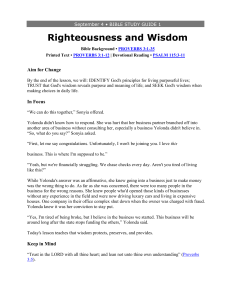 September 4 • BIBLE STUDY GUIDE 1 Righteousness and Wisdom