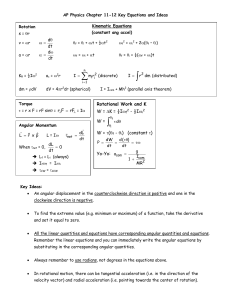 AP Physics Chapter 11-12 Key Equations and Ideas Rotation s = qr