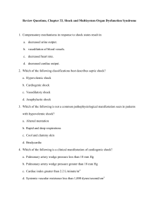 Review Questions, Chapter 33, Shock and Multisystem Organ