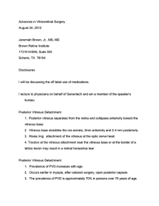 Advances in Vitreoretinal Surgery August 24, 2012 Jeremiah Brown