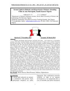 Serum Lipids in Diabetic and Hypertensive Patients Attending Clinic