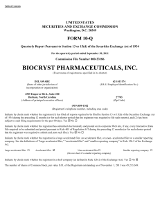 BIOCRYST PHARMACEUTICALS INC (Form: 10