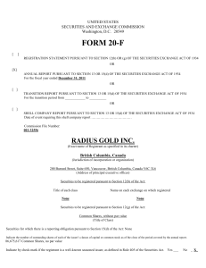 RADIUS GOLD INC. (Form: 20-F, Received: 05/15