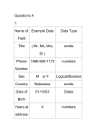 Questions A 1 Name of Field Example Data Data Type Title ( Mr, Ms