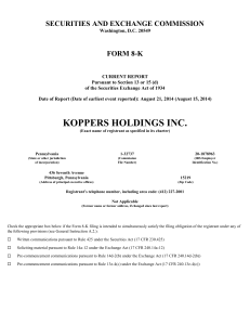 Koppers Holdings Inc. (Form: 8-K, Received: 08/21