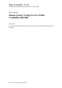 Human Genetic Testing Services (Public Availability)Bill*2005