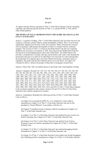 PALAU AN ACT To update criminal offenses contained in Title 17 of