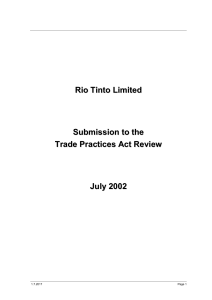 Rio Tinto Submission to the Trade Practices Act Review