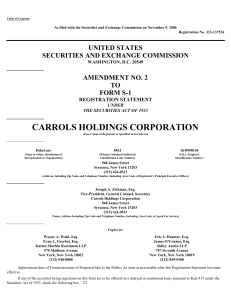 carrols holdings corporation
