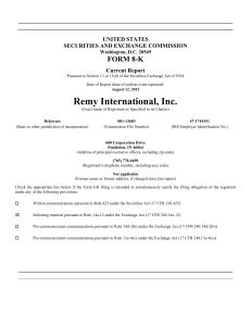 Remy International, Inc. - corporate