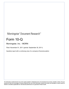 FORM 10-Q - Morningstar Document Research