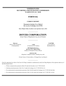 DOVER Corp (Form: 8-K, Received: 06/04/2012 11
