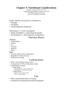 Chapter 5: Nutritional Considerations