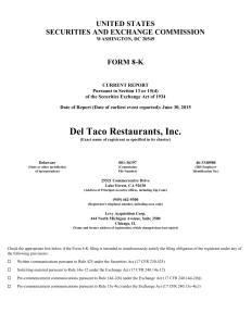 Del Taco Restaurants, Inc. (Form: 8-K, Received: 07