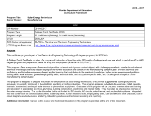 Solar Energy Technician (CCC - 0615050517)