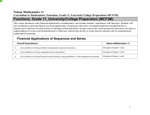 Functions, Grade 11, University/College Preparation (MCF3M)
