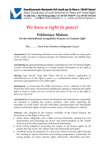 for the international recognition of peace as a human right