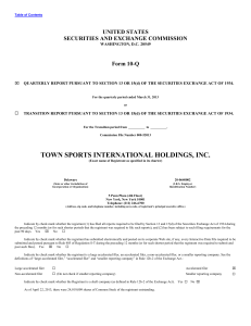 Form 10-Q - Town Sports International Holdings, Inc.