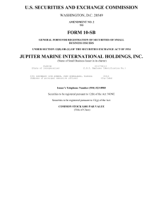 JUPITER MARINE INTERNATIONAL HOLDINGS INC