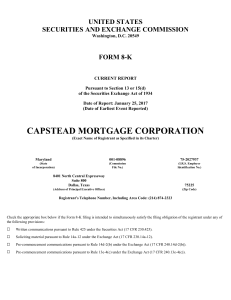 CAPSTEAD MORTGAGE CORP (Form: 8-K, Received: 01