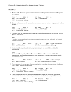 Chapter 2—Organizational Environments and Cultures