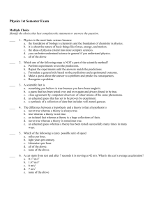 Physics 1st Semester Exam Answer Section