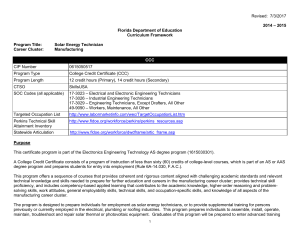 Solar Energy Technician (CCC - 0615050517)