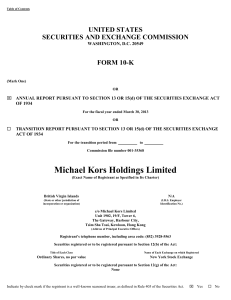 Michael Kors Holdings Ltd (Form: 10-K, Received