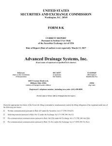ADVANCED DRAINAGE SYSTEMS, INC. (Form: 8-K
