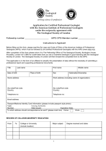 Application for Certified Professional Geologist with the American