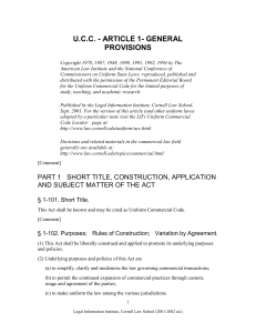 UCC - Article 1 (2001-2002 ed.)